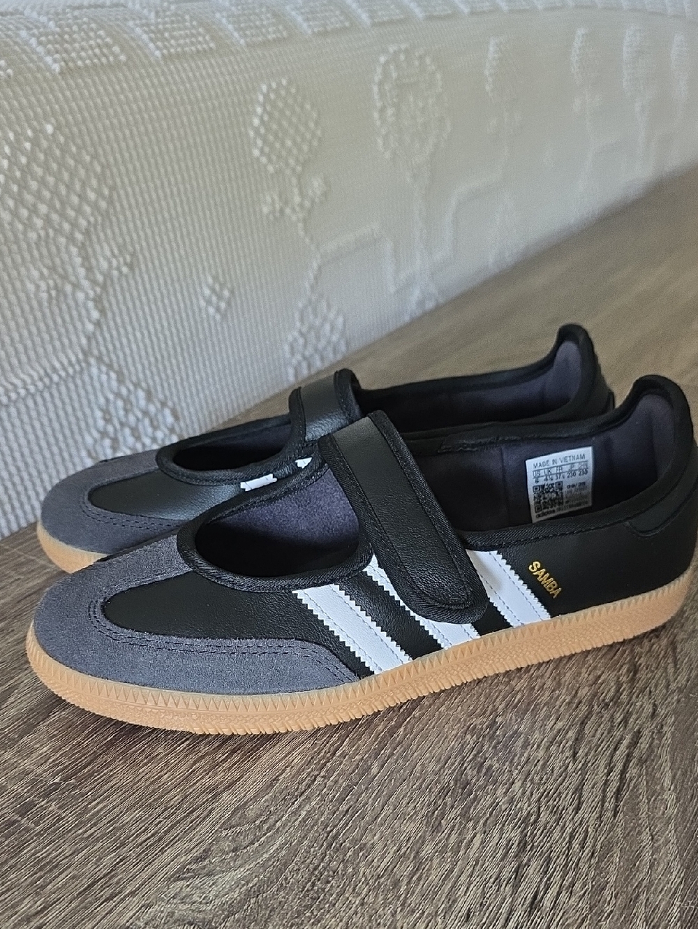 adidas  Samba Mary Jane Sneakers in Black/Gray with Gum Sole
